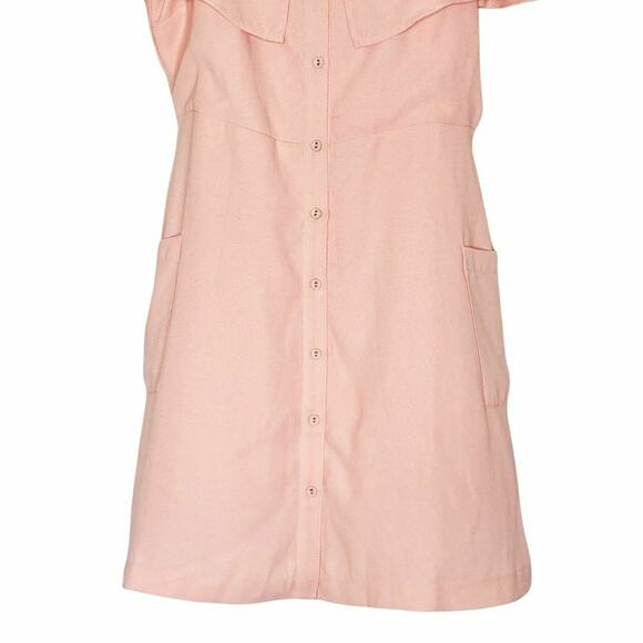 J.O.A. Women's Pink Cold Shoulder Button Up Fit & Flare Dress Size Large - Picture 5 of 8